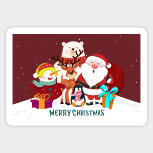 Cute Christmas Santa, Penguin, Polar Bear, Snowman, Reindeer Sticker